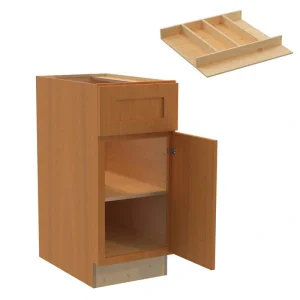Newport 15 in. W x 24 in. D x 34.5 in. H Assembled Plywood Base Kitchen Cabinet in Cinnamon with Utility Soft Close RH