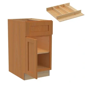 Newport 18 in. W x 24 in. D x 34.5 in. H Assembled Plywood Base Kitchen Cabinet in Cinnamon with Utility Soft Close LH