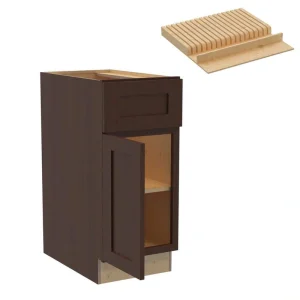 Newport 18 in. W x 24 in. D x 34.5 in. H Assembled Plywood Base Kitchen Cabinet in Manganite with Knife Block LH