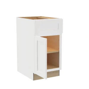 Newport 18 in. W x 24 in. D x 34.5 in. H Assembled Plywood Base Kitchen Cabinet in Pacific White with Utility LH