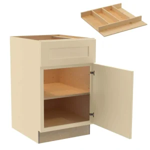 Newport 21 in. W x 24 in. D x 34.5 in. H Assembled Plywood Base Kitchen Cabinet in Blended Cream with Utility RH