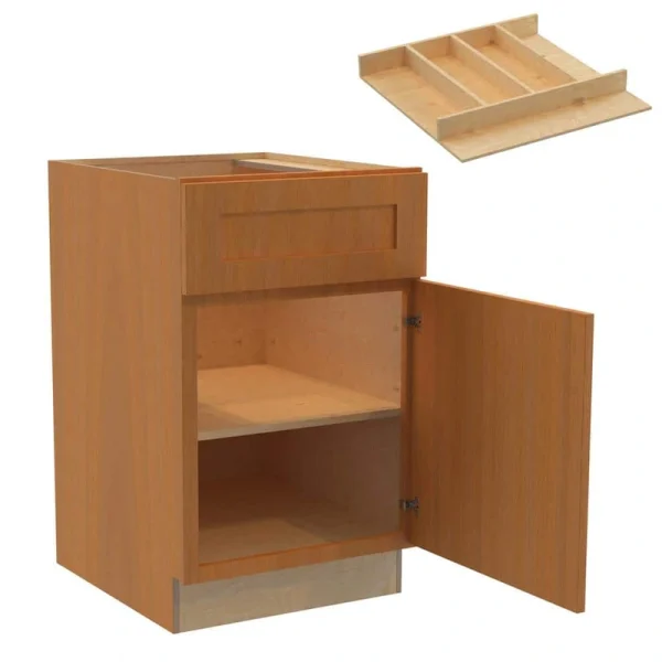 Newport 21 in. W x 24 in. D x 34.5 in. H Assembled Plywood Base Kitchen Cabinet in Cinnamon with Utility Soft Close RH