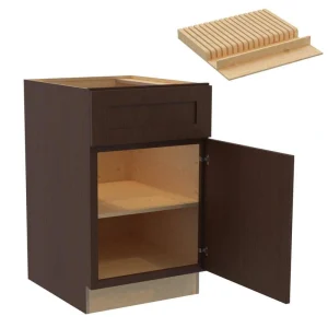 Newport 21 in. W x 24 in. D x 34.5 in. H Assembled Plywood Base Kitchen Cabinet in Manganite with Knife Block RH