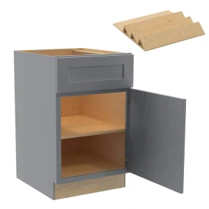 Newport 21 in. W x 24 in. D x 34.5 in. H Assembled Plywood Base Kitchen Cabinet in Pearl Gray with Spice Soft Close RH