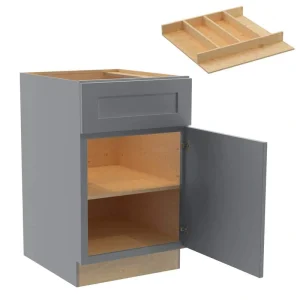 Newport 21 in. W x 24 in. D x 34.5 in. H Assembled Plywood Base Kitchen Cabinet in Pearl Gray with Utility Soft Close RH