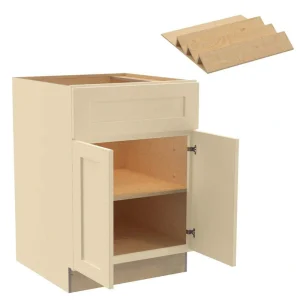 Newport 24 in. W x 24 in. D x 34.5 in. H Assembled Plywood Base Kitchen Cabinet in Blended Cream with Spice Soft Close