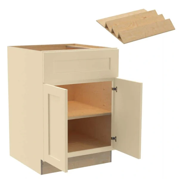 Newport 24 in. W x 24 in. D x 34.5 in. H Assembled Plywood Base Kitchen Cabinet in Blended Cream with Spice Soft Close