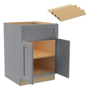 Newport 24 in. W x 24 in. D x 34.5 in. H Assembled Plywood Base Kitchen Cabinet in Pearl Gray with Spice Soft Close