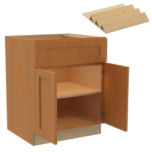 Newport 27 in. W x 24 in. D x 34.5 in. H Assembled Plywood Base Kitchen Cabinet in Cinnamon with Spice Soft Close