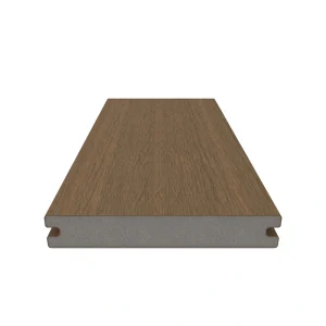 NewTechWood Magellan Solid Board with Groove 1-in x 6-in x 8-ft Peruvian Teak Grooved Composite Deck Board