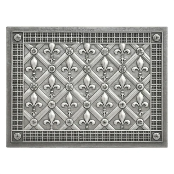 Nichetiles Fleur De Lis Brushed Nickel 12 x 16 Metal Composite Mural Tile