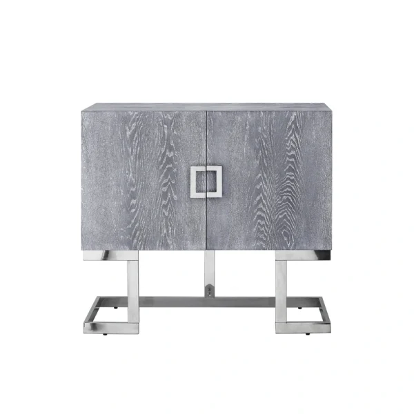 Nicole Miller Olina Grey Oak/Chrome Contemporary/Modern Metal Media Cabinet
