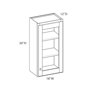 Norfolk Assembled 18 in. W x 30 in. H x 12 in. D Plywood Frosted Glass Door Wall Cabinet in Painted White