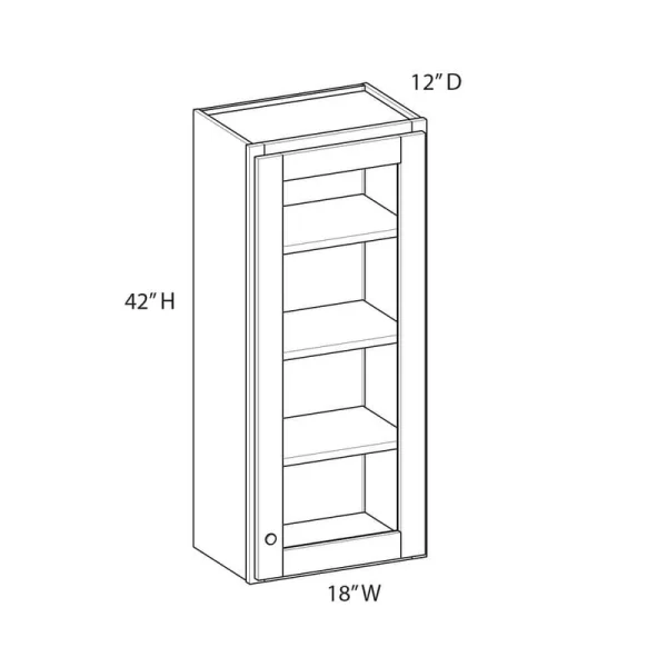 Norfolk Assembled 18 in. W x 42 in. H x 12 in. D Plywood Frosted Glass Door Wall Cabinet in Painted White
