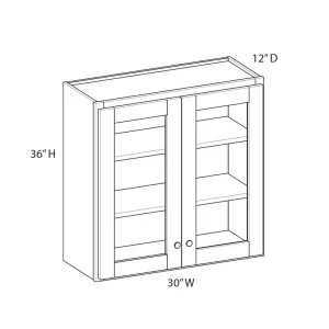 Norfolk Assembled 30 in. W x 36 in. H x 12 in. D Plywood Frosted Glass Door Wall Cabinet in Painted White