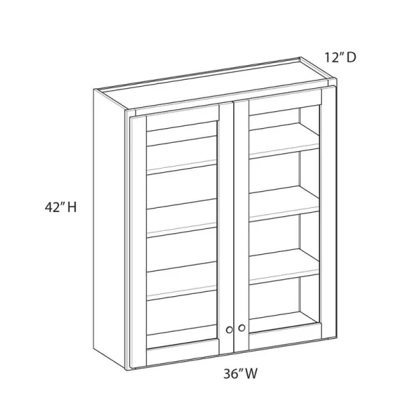 Norfolk Assembled 36 in. W x 42 in. H x 12 in. D Plywood Frosted Glass Door Wall Cabinet in Painted White