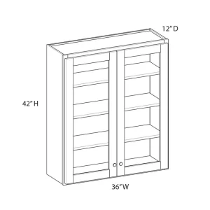 Norfolk Assembled 36 in. W x 42 in. H x 12 in. D Plywood Glass Door Wall Cabinet w/Finished Interior in Painted White