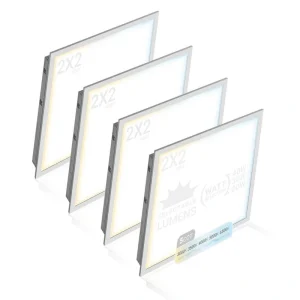 NuWatt 2 ft. x 2 ft. Drop Ceiling Backlit Integrated LED Panel 5CCT 30K-65K Color & Lumens Selectable Dimmable 120-277V (4-PK)