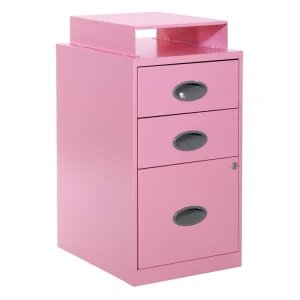 Office Star Products Metal Pink 3-Drawer 14.25-in File Cabinet