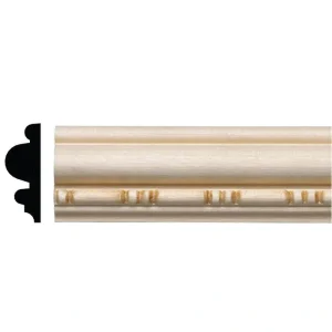 Ornamental Mouldings 15/32 in. x 1-5/16 in. x 96 in. White Hardwood Sausage and Bead Embossed Moulding