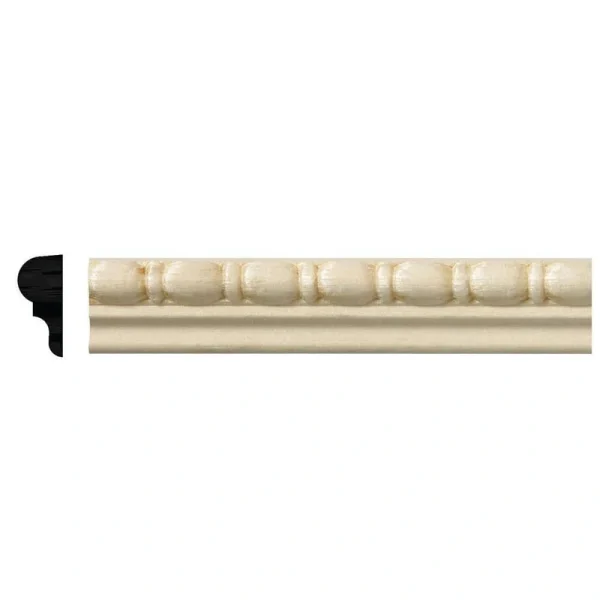 Ornamental Mouldings 5/16 in. x 11/16 in. x 96 in. White Hardwood Embossed Bead and Reel Moulding