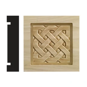 Ornamental Mouldings Celtic Collection 1-3/16 in. x 5-1/2 in. x 5-1/2 in. White Hardwood Casing Door and Window Corner Block Moulding