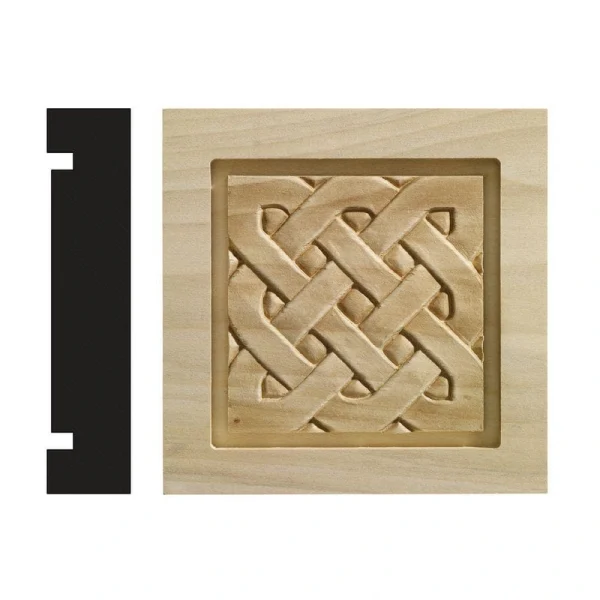 Ornamental Mouldings Celtic Collection 1-3/16 in. x 5-1/2 in. x 5-1/2 in. White Hardwood Casing Door and Window Corner Block Moulding