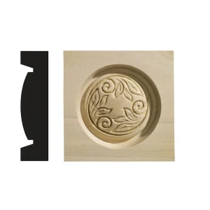 Ornamental Mouldings Clean Scroll Collection 13/16 in. x 3-1/4 in. x 3-1/4 in. White Hardwood Casing Door and Window Corner Block Moulding