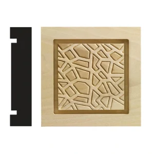 Ornamental Mouldings Cracked Ice Collection 1-3/16 in. x 5-1/2 in. x 5-1/2 in. White Hardwood Casing Door and Window Corner Block Moulding