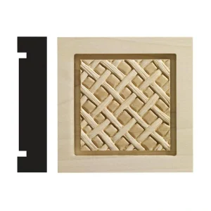 Ornamental Mouldings Loose Weave Collection 1-3/16 in. x 5-1/2 in. x 5-1/2 in. White Hardwood Casing Door and Window Corner Block Moulding