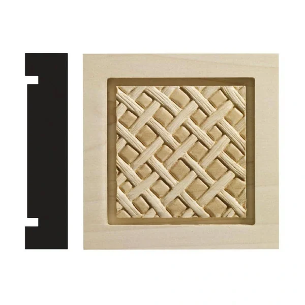 Ornamental Mouldings Loose Weave Collection 1-3/16 in. x 5-1/2 in. x 5-1/2 in. White Hardwood Casing Door and Window Corner Block Moulding