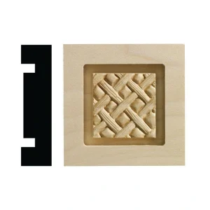 Ornamental Mouldings Loose Weave Collection 13/16 in. x 3-1/4 in. x 3-1/4 in. White Hardwood Casing Door and Window Corner Block Moulding