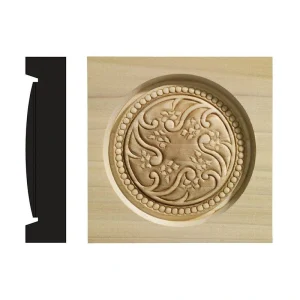 Ornamental Mouldings Whimsey Collection 1-3/16 in. x 5-1/2 in. x 5-1/2 in. White Hardwood Casing Door and Window Corner Block Moulding