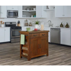 OSP Home Furnishings Brown Wood Base with MDF Wood Top Kitchen Island (39-in x 21-in x 36-in)