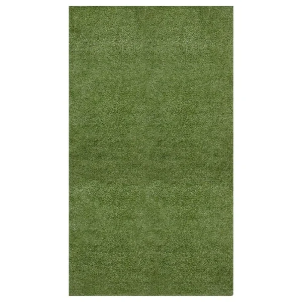 Ottomanson Evergreen Collection Waterproof Solid 6’6″x20′ Indoor/Outdoor 7 ft. x 20 ft. ., Green Artificial Grass Runner Rug