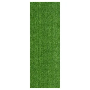 Ottomanson Evergreen Collection Waterproof Solid Grass Design 2×13 Indoor/Outdoor 2 ft. x 13 ft. ., Green, Artificial Grass
