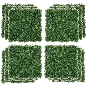 Outsunny 12 PCS 20 ft. x 20 ft. Boxwood Panels Topiary Wall Green Artificial Grass Not Cut to Length