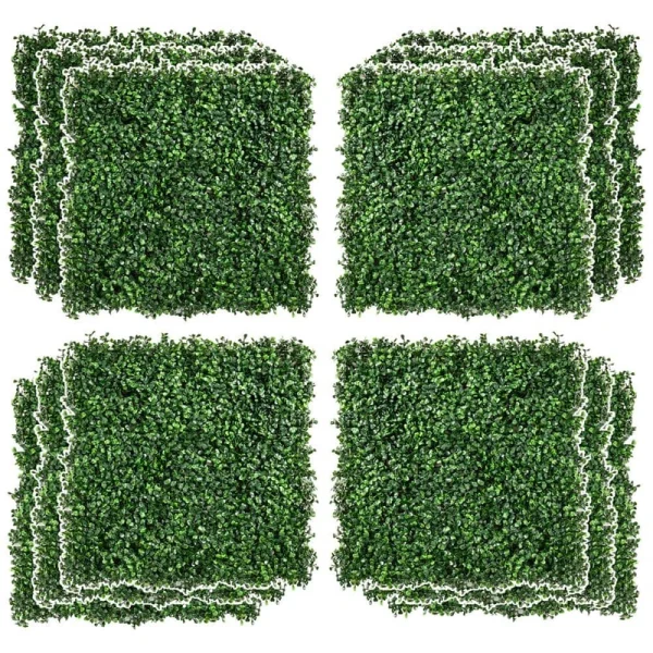 Outsunny 12 PCS 20 ft. x 20 ft. Boxwood Panels Topiary Wall Green Artificial Grass Not Cut to Length