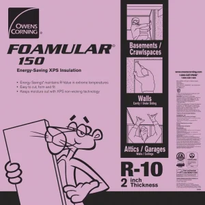 Owens Corning R-10 (15 PSI) FOAMULAR 2″ x 2′ x 8′ Extruded Polystyrene Insulation