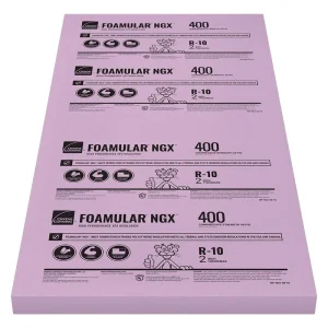Owens Corning R-10 (40 PSI) FOAMULAR NGX 400 Extruded Polystyrene Foam Board Insulation 2″ x 4′ x 8′ – Square Edge