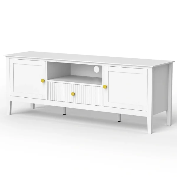 PamaPic Modern/Contemporary White Tv Cabinet Integrated Tv Mount (Accommodates TVs up to 70-in)