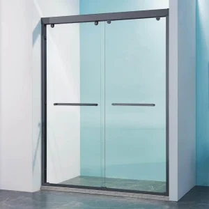 PARASOLAR 48 in. W x 75 in. Sliding Framed Shower Door in Matte Black with Tempered Clear Glass