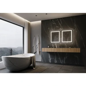 PARIS MIRROR Harmony Cabinet 48-in x 28-in Lighted LED Surface Mount 6000K Mirrored Soft Close Medicine Cabinet