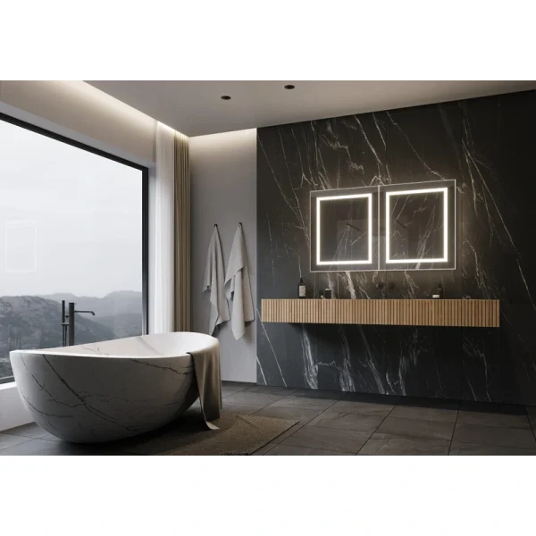 PARIS MIRROR Harmony Cabinet 48-in x 28-in Lighted LED Surface Mount 6000K Mirrored Soft Close Medicine Cabinet