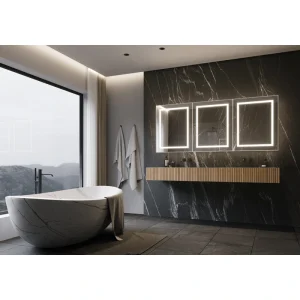 PARIS MIRROR Harmony Cabinet 72-in x 30-in Lighted LED Surface Mount 3000K Mirrored Soft Close Medicine Cabinet