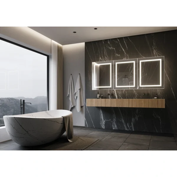 PARIS MIRROR Harmony Cabinet 72-in x 30-in Lighted LED Surface Mount 3000K Mirrored Soft Close Medicine Cabinet