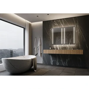PARIS MIRROR Stella Cabinet 48-in x 36-in Lighted LED Surface Mount 6000K Mirrored Soft Close Medicine Cabinet