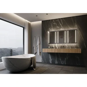 PARIS MIRROR Stella Cabinet 60-in x 28-in Lighted LED Surface Mount 6000K Mirrored Soft Close Medicine Cabinet