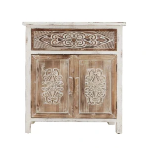 Parisloft Brown and White Country Wood Media Cabinet
