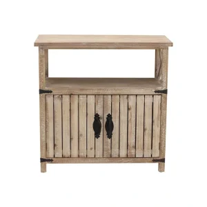 Parisloft Natural Wood Color Country Wood Media Cabinet